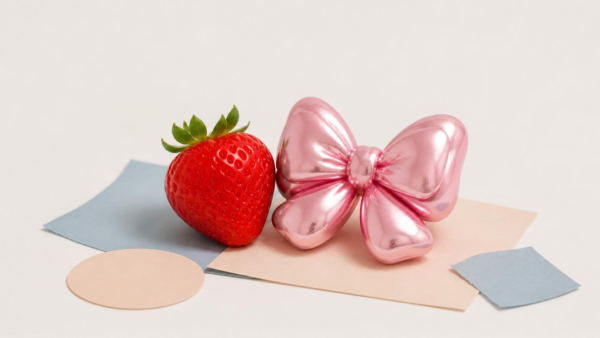 ぷっくりかわいいいちごとリボン